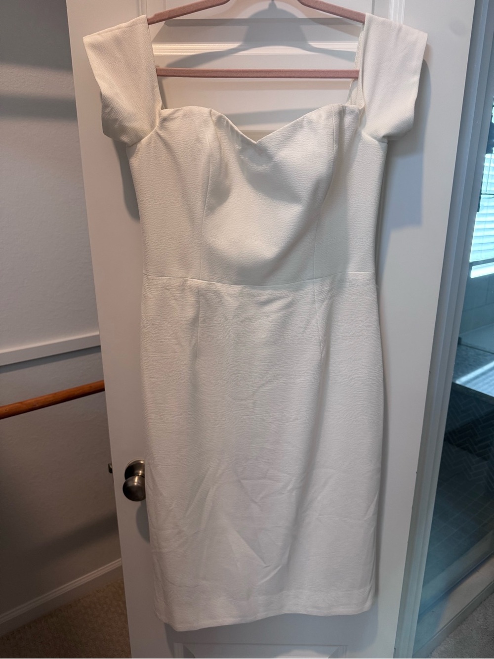 Dress the Population White Square-Neck Midi Sheath Dress